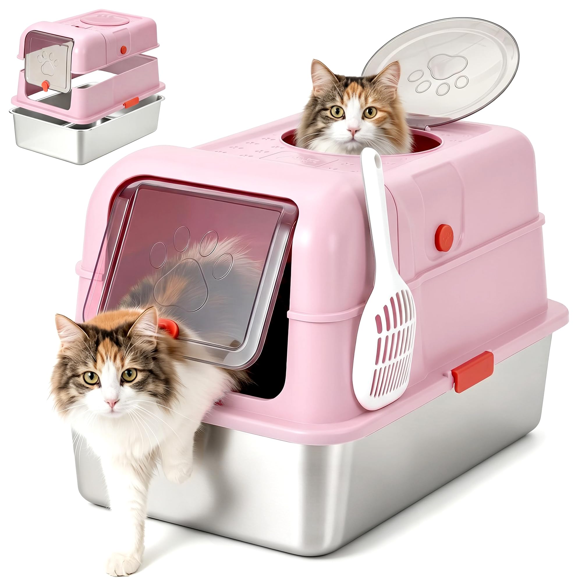 Food Storage Xl - 뚜껑이 있는 스테인리스 스틸 고양이 화장실,