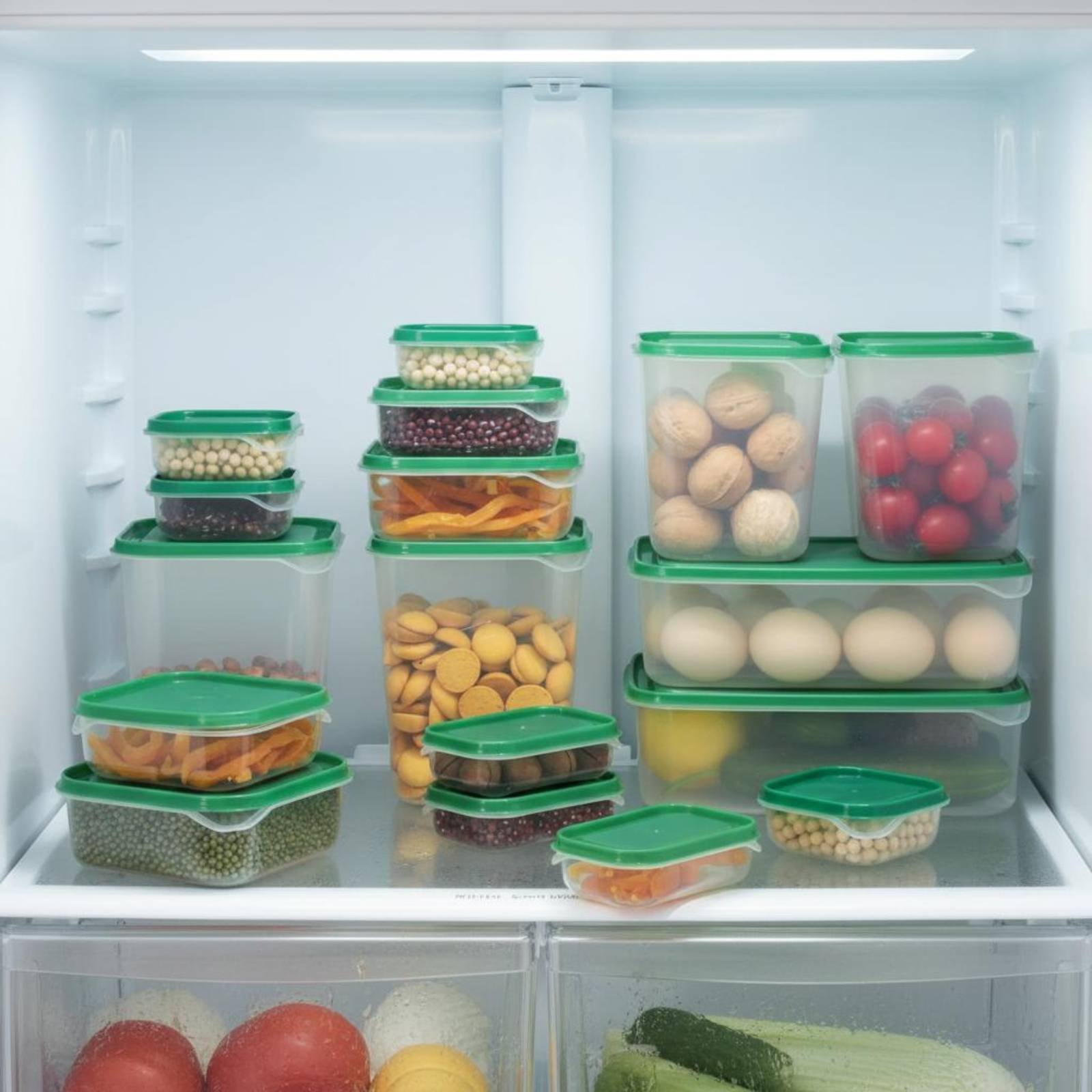 Food Storage Containers Set - 17개 냉장고 보관함 세트, 새지 않는