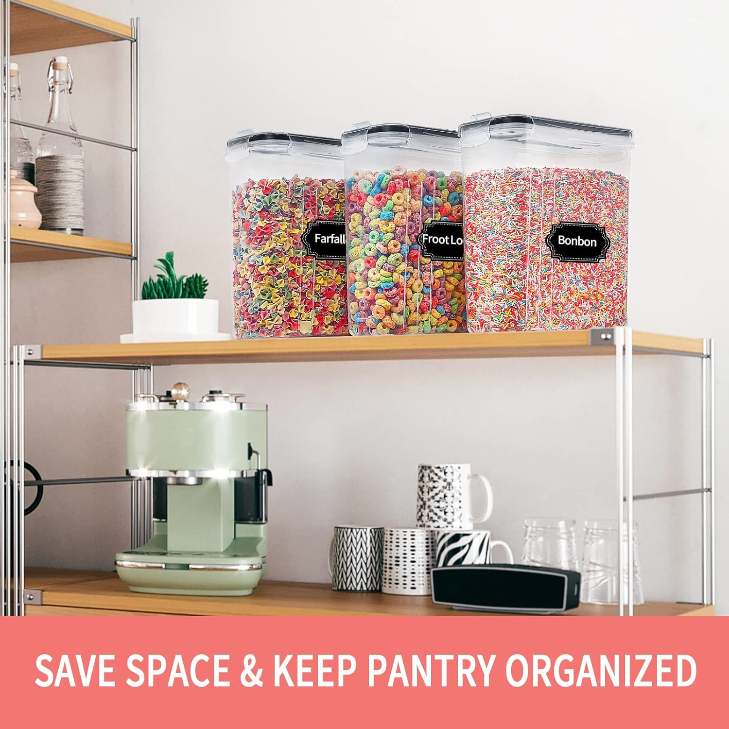 Food Storage Acrylic Containers - 2.5L 시리얼 보관 용기 뚜껑 포함