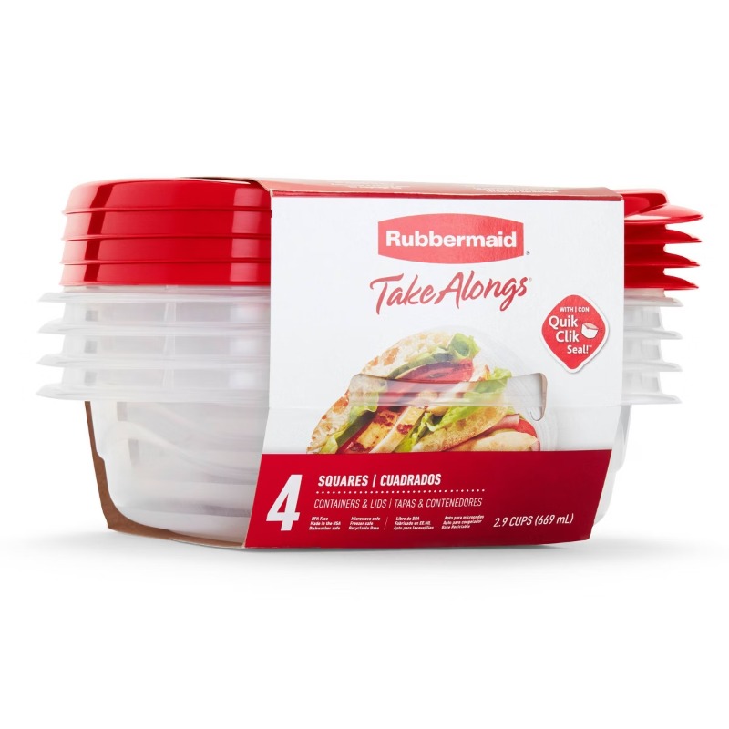 Food Storage Acrylic Containers - 4개입 테이크얼롱스 스퀘어 2.9컵 식품 보관