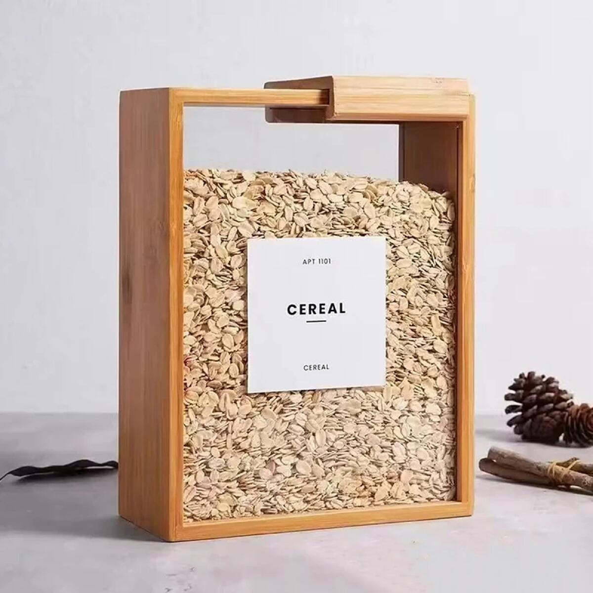 Food Storage Acrylic Containers - 식품 보관함 주방 정리함 대나무 원목