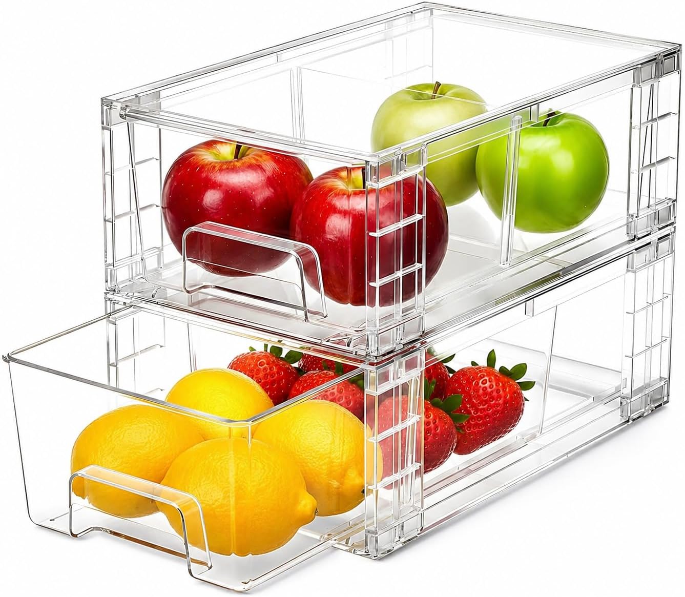 Stackable Pantry Bin - 2팩형 적층형 수납 서랍, 손잡이와 이동식