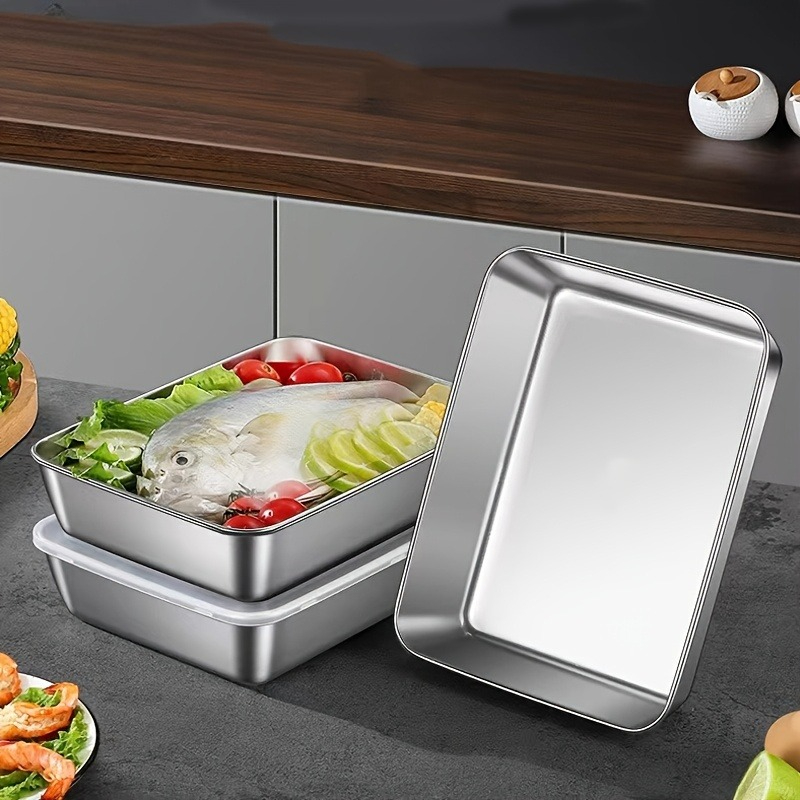 Food Storage Stainless Steel - 3/6개 스테인리스 스틸 직사각형 음식 보관