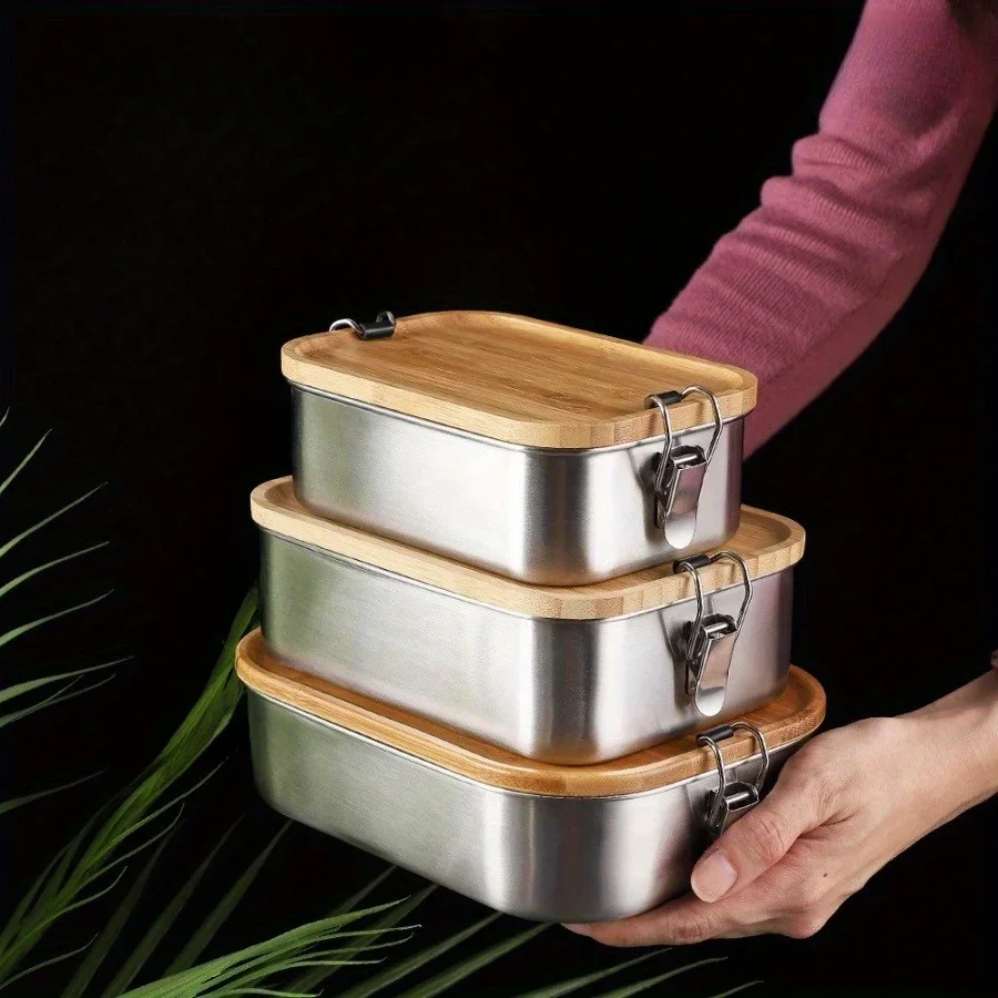 Food Storage Stainless Steel - 새로운 304 스테인리스 스틸 대나무 뚜껑