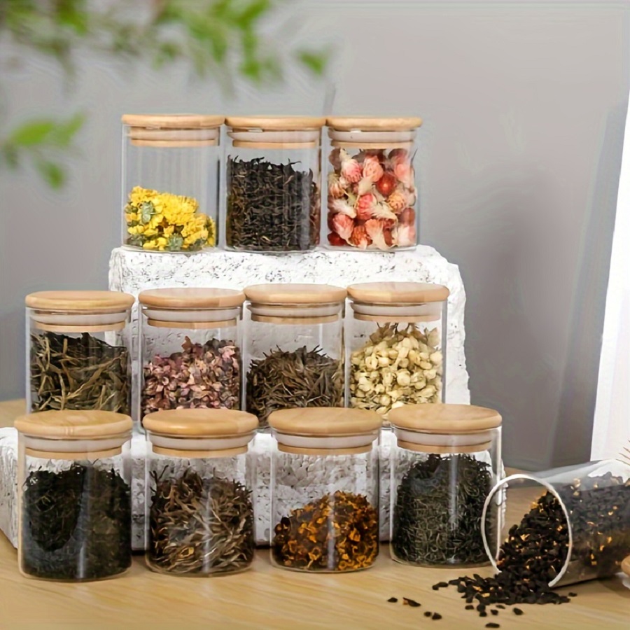 Food Storage Glass Set - 대나무 뚜껑이 달린 밀폐 유리 보관