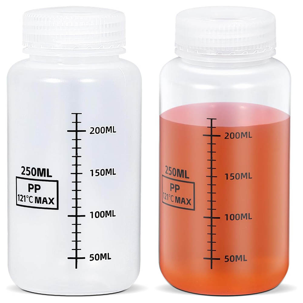 Food Storage 30 Years - 8온스/250ml 와이드 입구 플라스틱 병, 눈금이
