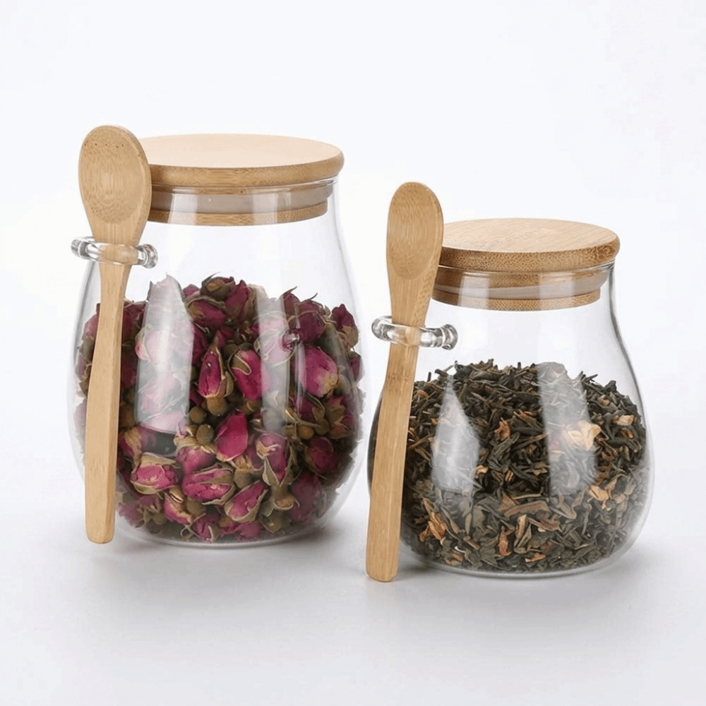 Food Storage Glass Set - 넓은 입구 유리 저장 용기, 새지