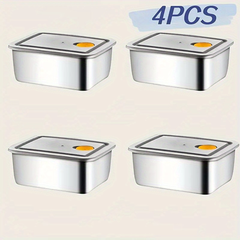 Food Storage Organization - 4개 스테인리스 스틸 식품 보관 용기