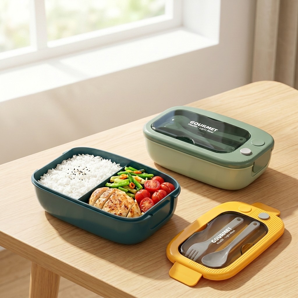 Food Storage With Compartments - 전자레인지용 플라스틱 도시락 2칸 누수방지 점심