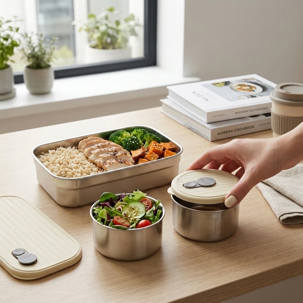 Food Storage With Compartments - 전자레인지 사용 가능 304 스테인리스 도시락