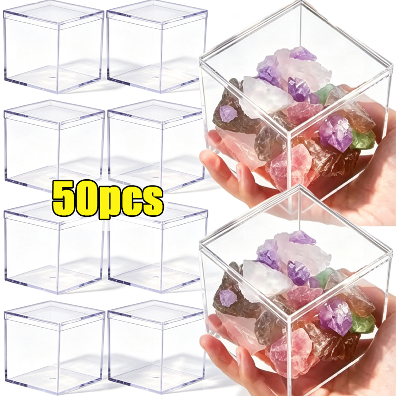 Food Storage Acrylic Containers - 1-50pcs 커버가있는 투명 아크릴 상자 플라스틱