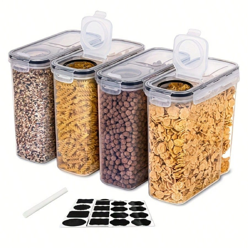Food Storage In Pantry - 4개 세트 밀폐형 시리얼 건식품 보관