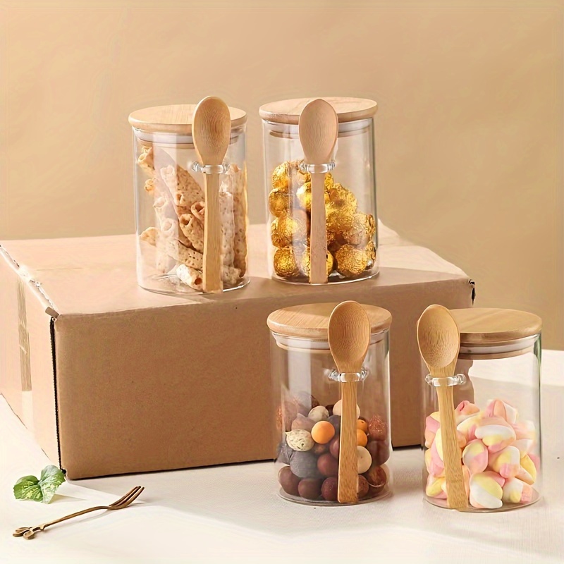 Food Storage Glass Set - 280ml 캔디 병, 비스킷 병, 밀폐된