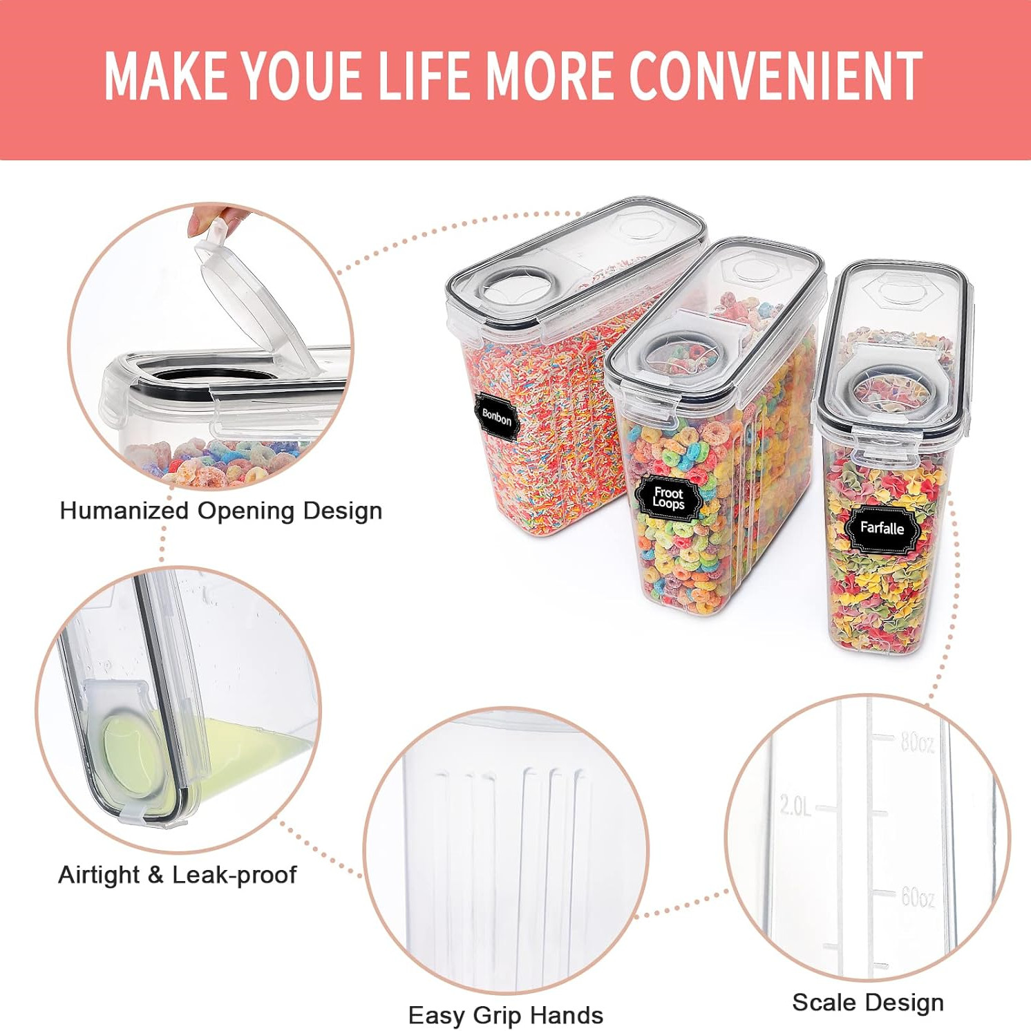 2.5L 시리얼 보관 용기 뚜껑 포함 1/2/4개 밀폐 - Food Storage Acrylic Containers 리뷰 및 가격