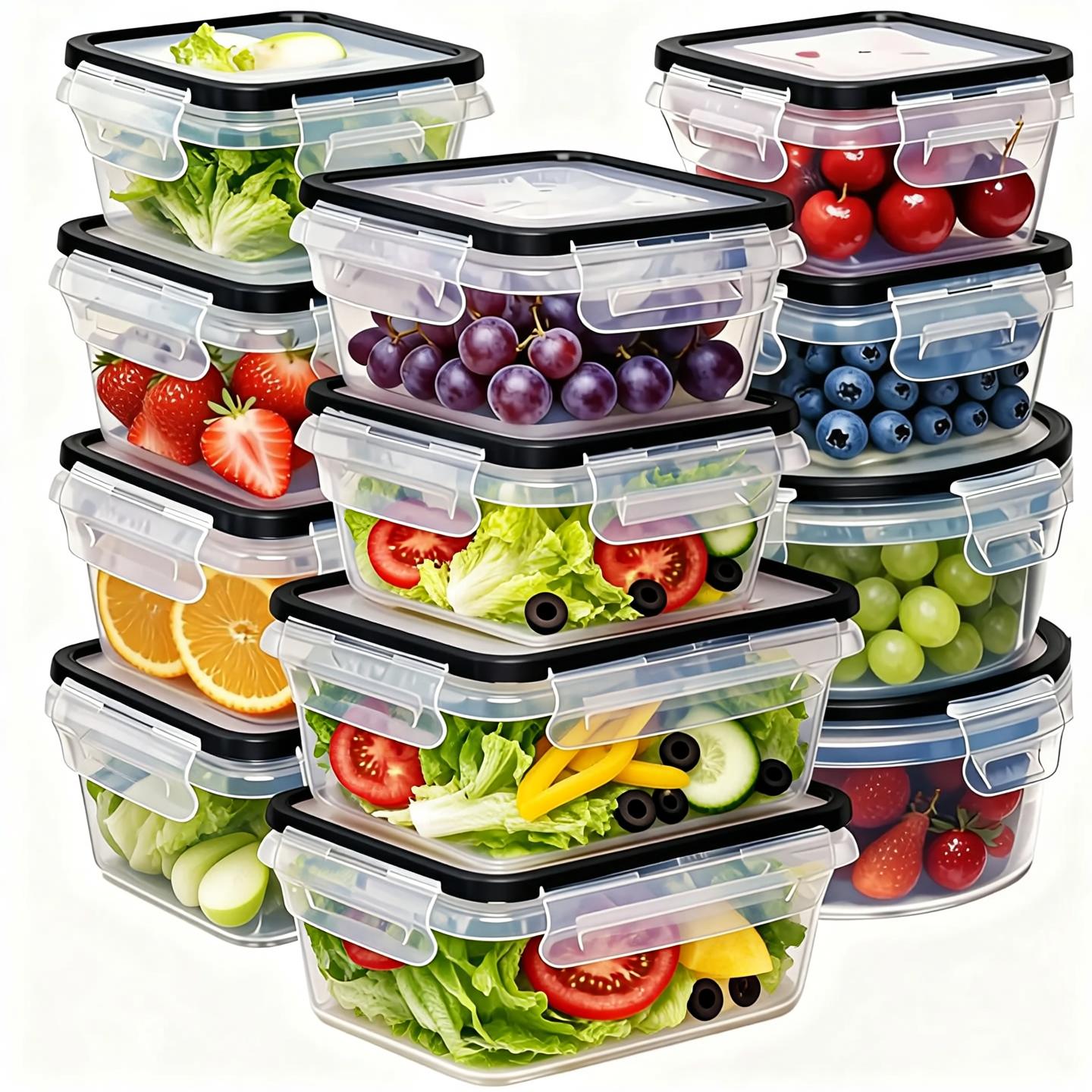 40개의 밀폐 식품 보관 용기 세트, 20개의 투명 플 - Stackable Pantry Bin 리뷰 및 가격