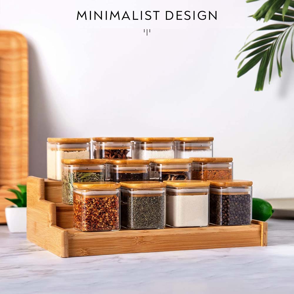 향신료 라벨이 있는 유리 항아리 세트, 대나무 뚜껑이  - Food Storage Containers Set 리뷰 및 가격