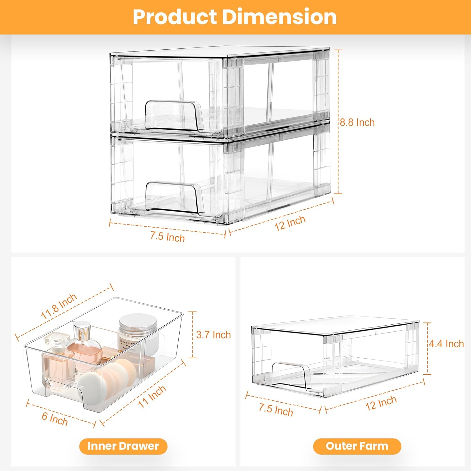 2팩형 적층형 수납 서랍, 손잡이와 이동식 칸막이가 있 - Stackable Pantry Bin 리뷰 및 가격