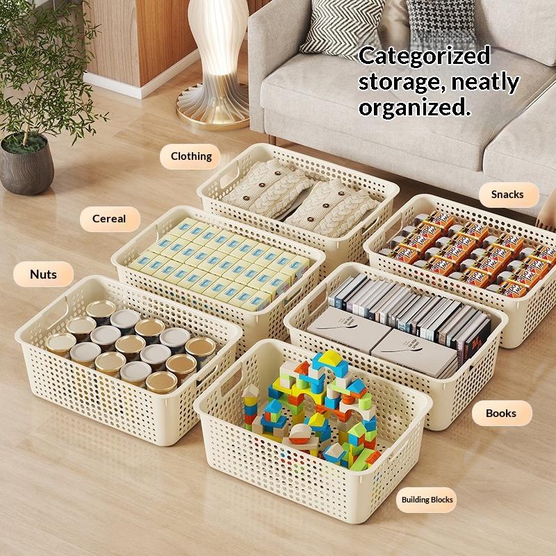 쌓을 수 있는 통풍구가 있는 플라스틱 수납 바구니, 손 - Stackable Pantry Bin 리뷰 및 가격