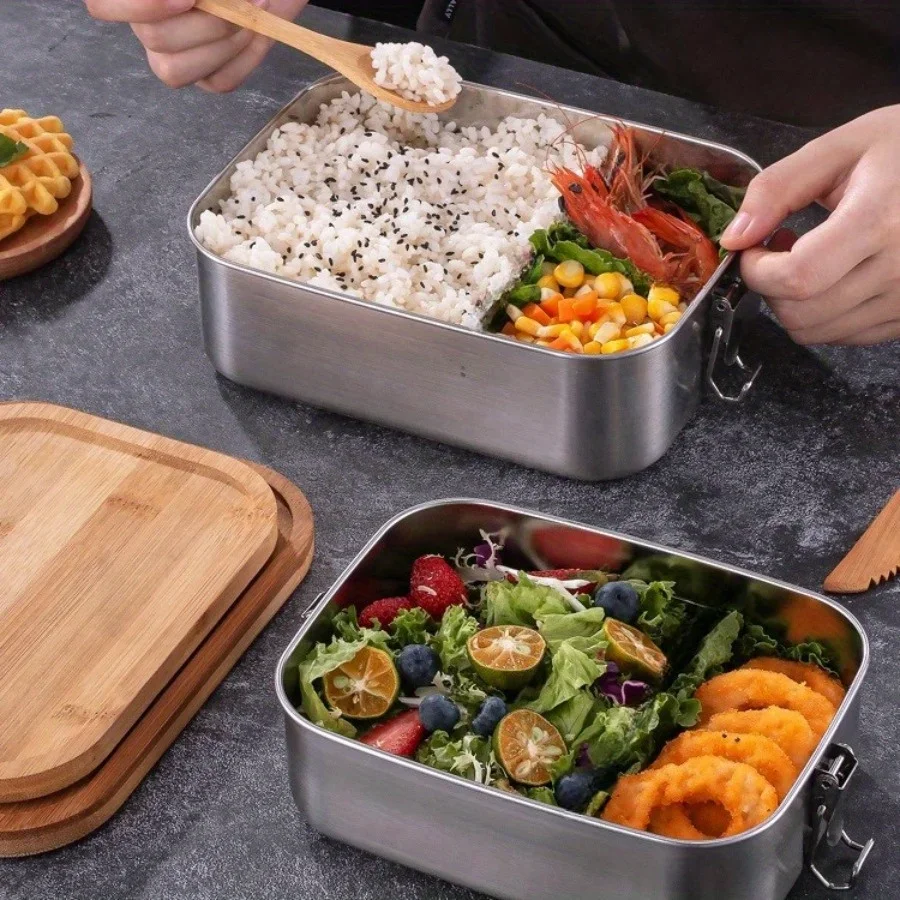 새로운 304 스테인리스 스틸 대나무 뚜껑 도시락, 일 - Food Storage Stainless Steel 리뷰 및 가격
