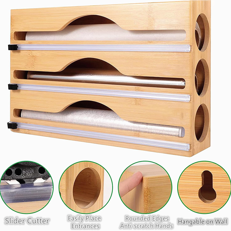 3 in 1 대나무 호일 랩 커팅 박스 벽걸이형 보관  - Food Storage Cabinet For Kitchen 리뷰 및 가격