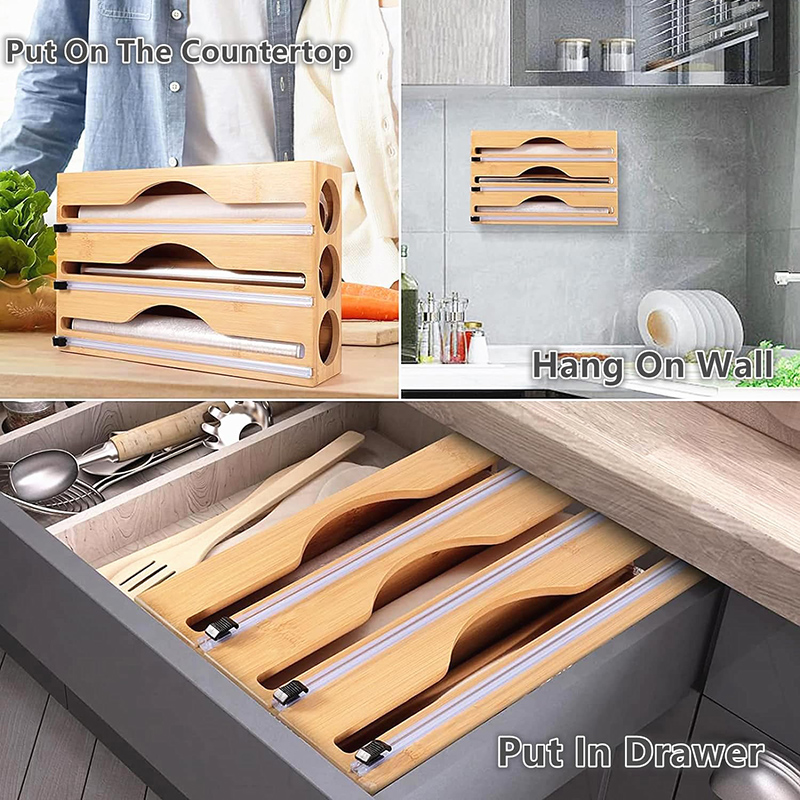 3 in 1 대나무 호일 랩 커팅 박스 벽걸이형 보관  - Food Storage Cabinet For Kitchen 리뷰 및 가격