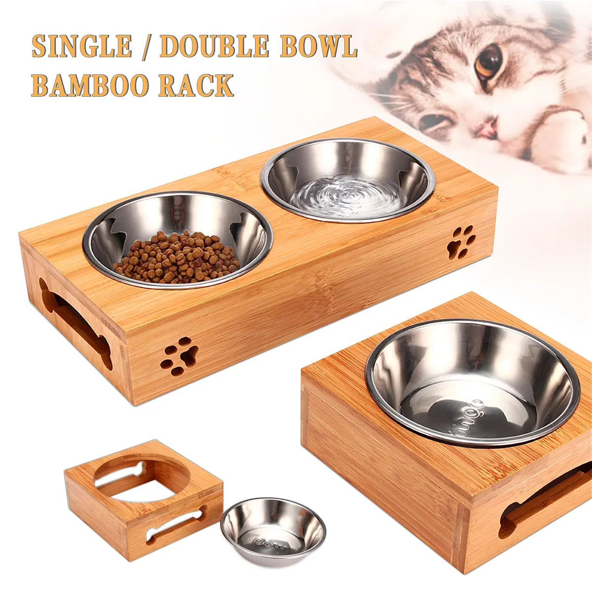 애완 고양이 그릇 곰 모양 대나무 접시 이중 그릇 내추 - Food Storage And Safety 리뷰 및 가격