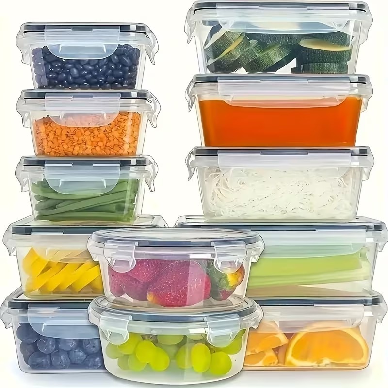 4개의 투명 식품 보관 용기(스냅 뚜껑 포함), 과일, - Food Storage Containers Set 리뷰 및 가격
