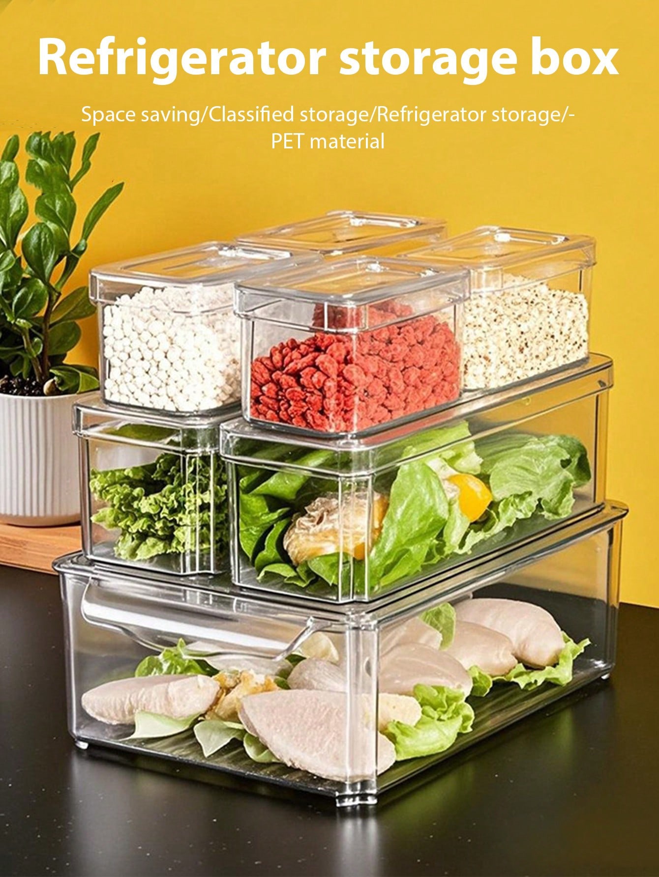 7개 세트의 쌓을 수 있는 냉장고 정리함, 모던한 투명 - Stackable Pantry Bin 리뷰 및 가격