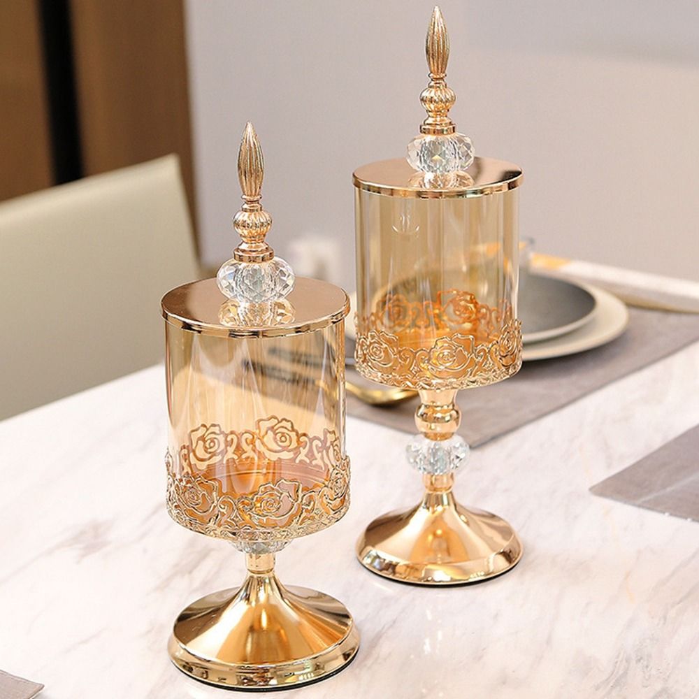 우아한 금도금 유럽풍 캔디 병 빈티지 스타일 뚜껑 포함 - Food Storage Glass Set 리뷰 및 가격