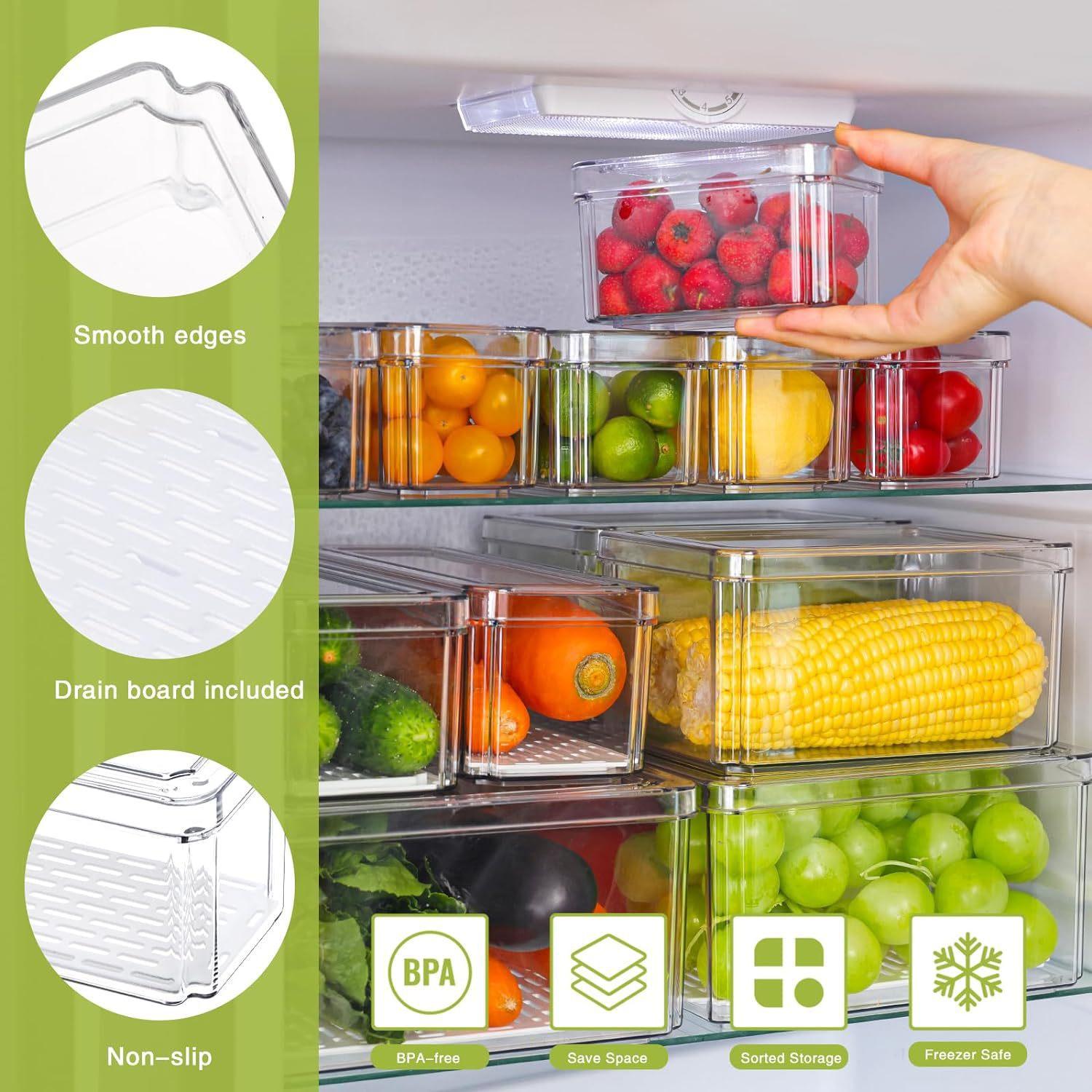 10/14개 뚜껑 있는 냉장고 정리함, 슬라이드형 서랍 - Stackable Pantry Bin 리뷰 및 가격