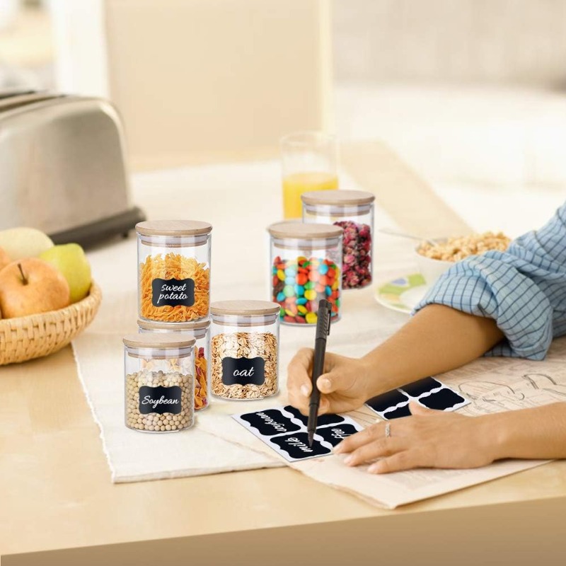 대나무 밀폐 뚜껑과 라벨이 있는 유리병 12개 세트,  - Food Storage Glass Set 리뷰 및 가격
