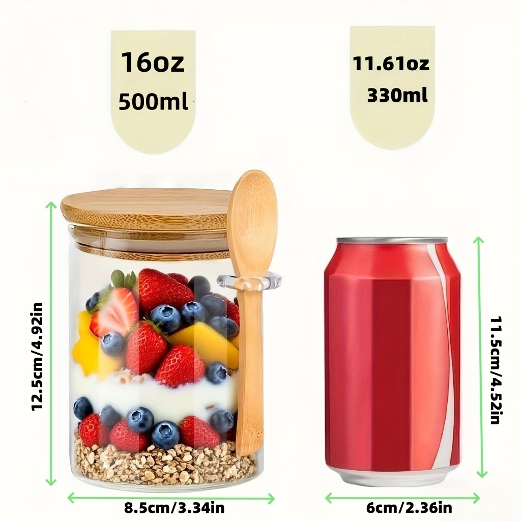 1/2/4/8개입 오트밀 유리컵 세트, 뚜껑과 스푼 포 - Food Storage Glass Set 리뷰 및 가격