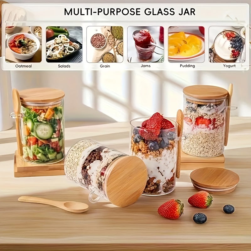 1/2/4/8개입 오트밀 유리컵 세트, 뚜껑과 스푼 포 - Food Storage Glass Set 리뷰 및 가격