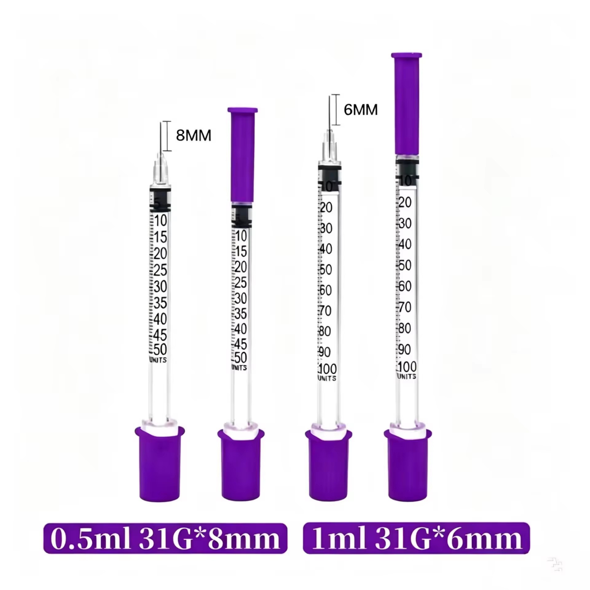보라색 일회용 멸균 인슐린 주사기(바늘 포함) 0.5m - Food Storage Types 리뷰 및 가격