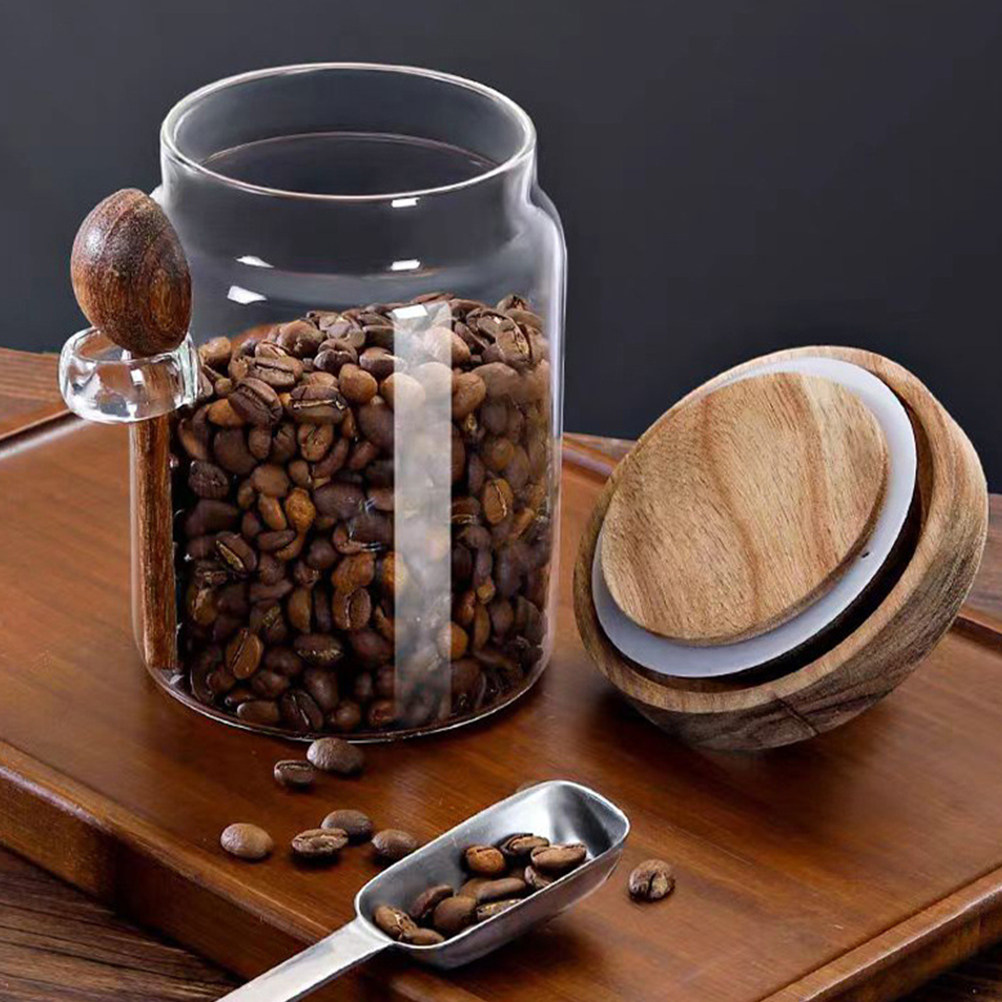 투명 유리 식품 보관 용기, 밀폐형 나무 뚜껑 커피 용 - Food Storage In Pantry 리뷰 및 가격