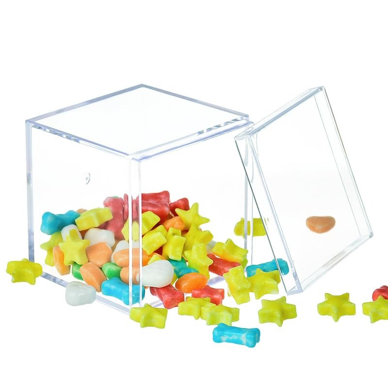 1-50pcs 커버가있는 투명 아크릴 상자 플라스틱 주 - Food Storage Acrylic Containers 리뷰 및 가격