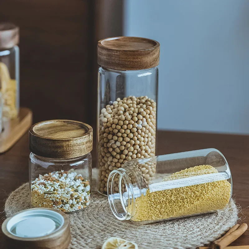 목재 뚜껑 오거나이저 유리 밀폐 용기, 주방 보관 병, - Food Storage Glass Set 리뷰 및 가격