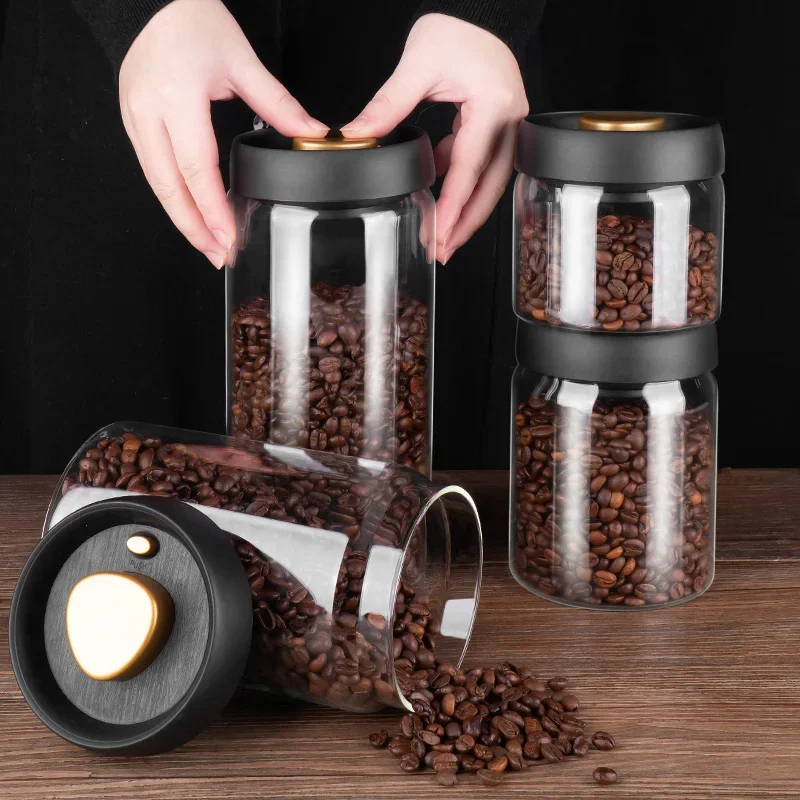 커피콩 진공 밀봉 용기, 투명 유리 식품 보관 용기,  - Food Storage Glass Set 리뷰 및 가격