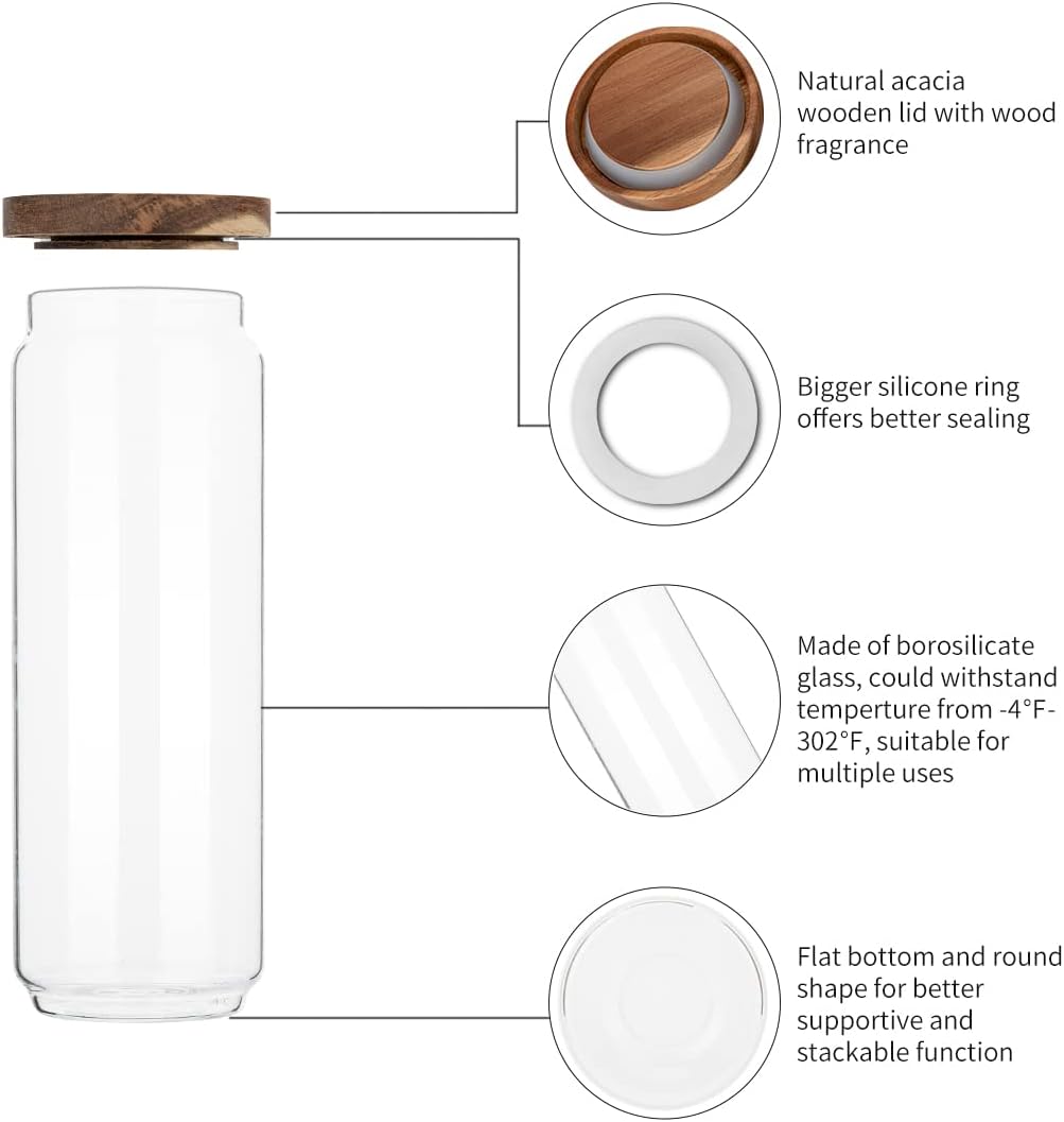 4팩 34온스 유리병 나무 뚜껑 포함, 유리 주방 용기 - Food Storage Glass Set 리뷰 및 가격