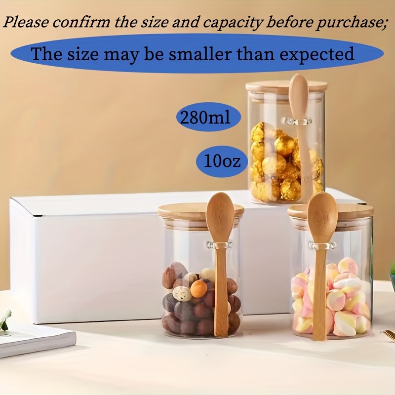 280ml 캔디 병, 비스킷 병, 밀폐된 대나무 뚜껑과 - Food Storage Glass Set 리뷰 및 가격