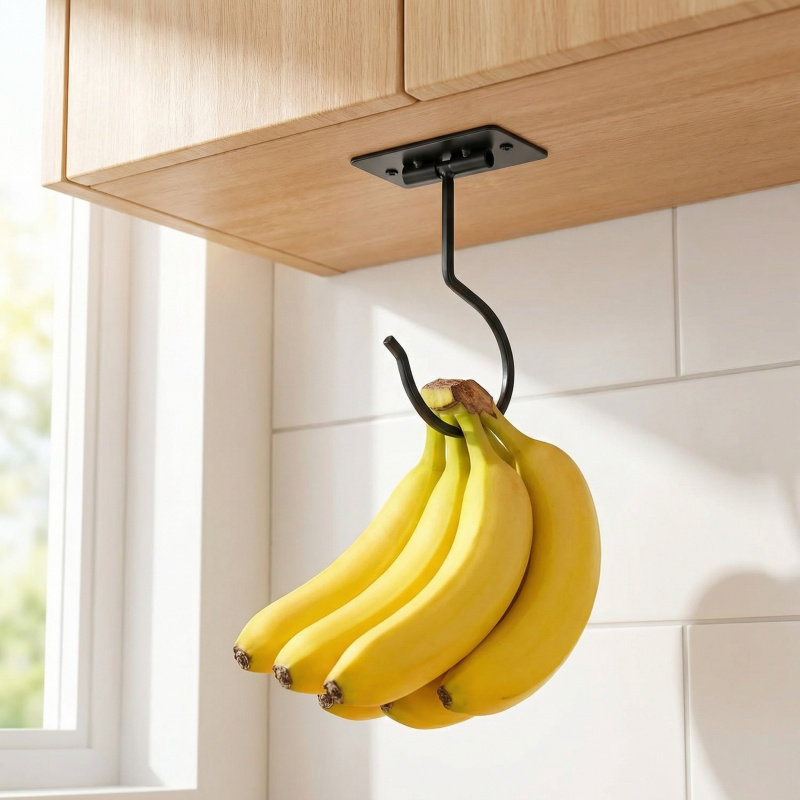 블랙 메탈 셀프 접착식 바나나 걸이 접이식 수납 랙 공 - Food Storage Cabinet For Kitchen 리뷰 및 가격