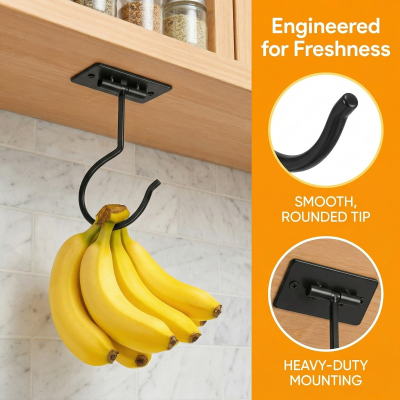 블랙 메탈 셀프 접착식 바나나 걸이 접이식 수납 랙 공 - Food Storage Cabinet For Kitchen 리뷰 및 가격