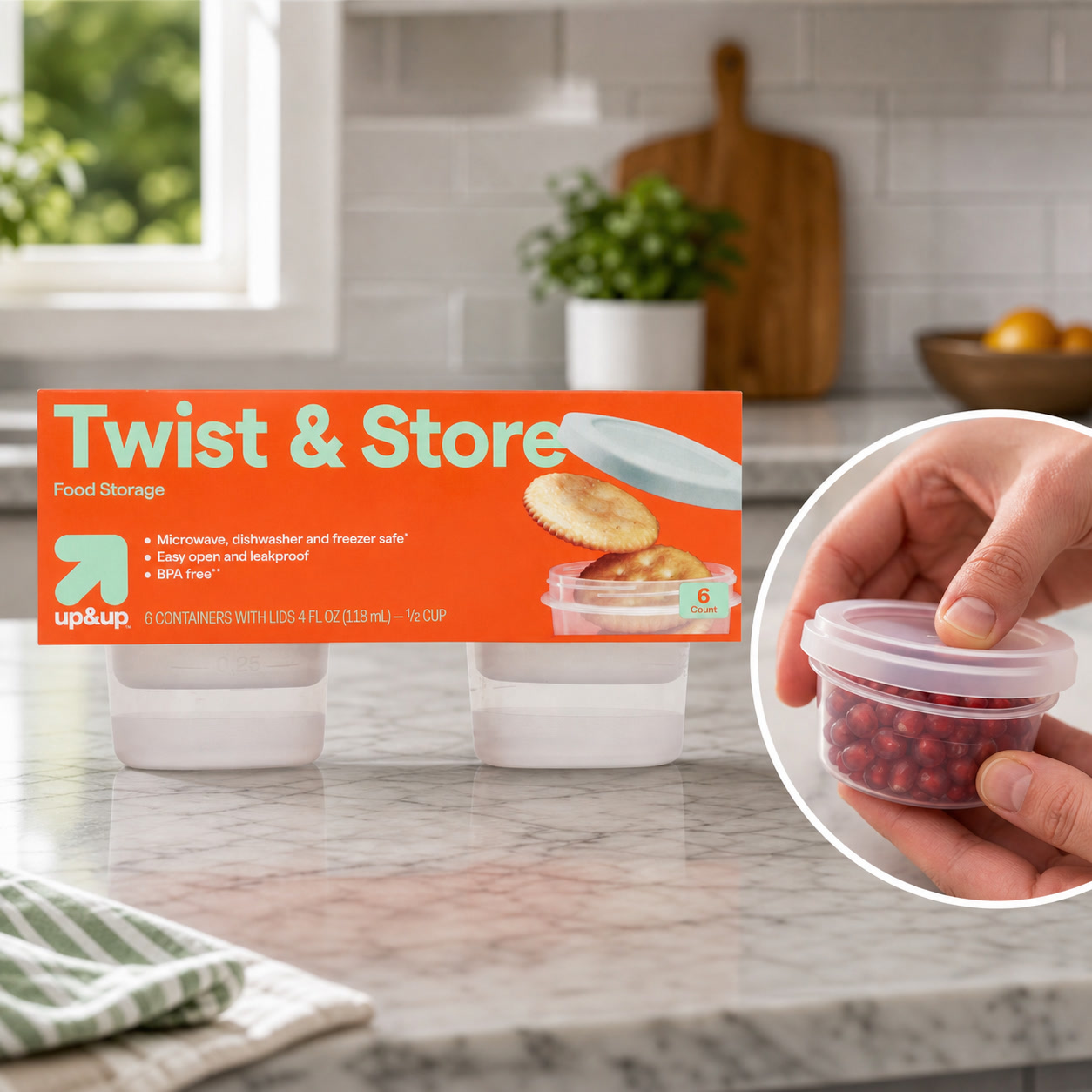 6개입 원형 트위스트-락 식품 보관 용기, 4플 온스  - Food Storage Meal Prep 리뷰 및 가격